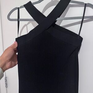 Babaton Black Strapless Cross-Back Dress